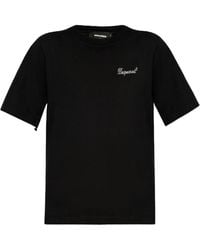 DSquared² - Logo Rhinestone Embellished Crewneck T-Shirt - Lyst
