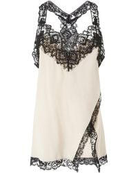 PINKO - Lace-Trim Silk Top - Lyst
