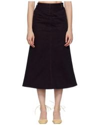 MM6 by Maison Margiela - Overdyed Reversed Denim Midi Skirt - Lyst
