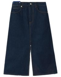Burberry - Cotton Denim A-Line Skirt - Lyst