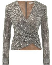 Self-Portrait - Draped Embellished Long Sleeve Top - Lyst
