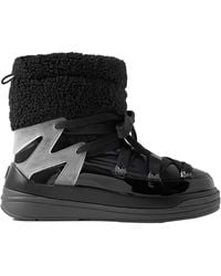 Moncler - Insolux M Rubber-Trimmed Fleece, Shell And Patent-Leather Snow Boots - Lyst