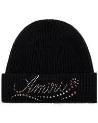 Amiri - Wool Logo Crystal-Embellished Knitted Beanie - Lyst