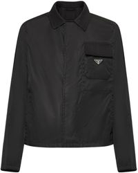 Prada - Logo Plaque Long Sleeved Jacket - Lyst