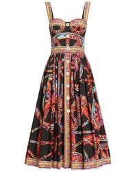 Dolce & Gabbana - Carretto-Printed Poplin Long Dress - Lyst