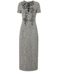 Oscar de la Renta - Floral-Appliqué Cotton-Blend Tweed Maxi Dress - Lyst