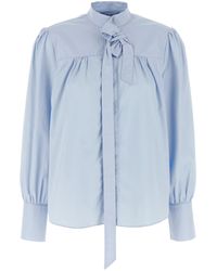 Prada - Bow-Collar Cotton Shirt - Lyst