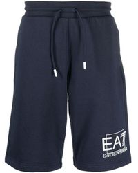 EA7 - Logo-Print Track Shorts - Lyst