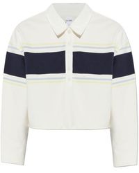 RE/DONE - Cropped Striped Knitted Polo Top - Lyst