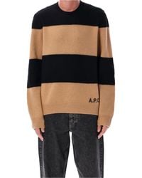 A.P.C. - Edwardo Logo Jacquard Striped Jumper - Lyst