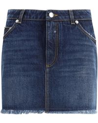 Dolce & Gabbana - Frayed Hem Mini Denim Skirt - Lyst