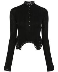Ann Demeulemeester - Lace-Trim Ribbed Top - Lyst