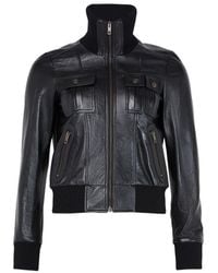 Chloé - High-Necked Long-Sleeved Leather Jacket - Lyst