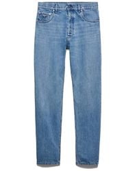 Prada - Logo Patch Straight Leg Jeans - Lyst