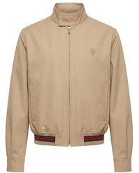 Gucci - Cotton Twill Zip Jacket With Web - Lyst