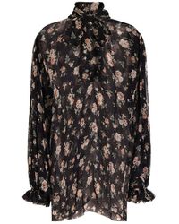 Dolce & Gabbana - Vintage Rose-Printed Chiffon Top - Lyst