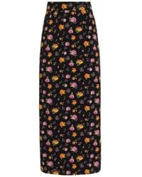 Dolce & Gabbana - Small Rose Bouquets-Printed Midi Charmeuse Skirt - Lyst