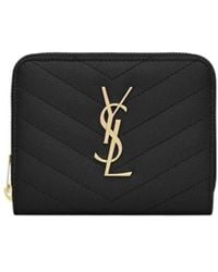 Saint Laurent - Cassandre Logo Plaque Wallet - Lyst