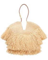 Zimmermann - Goldentime Medium Fringed Leather-Trimmed Raffia Tote - Lyst