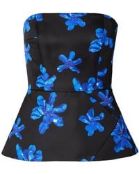 Emilia Wickstead - Regan Strapless Floral-Print Faille Bustier Top - Lyst