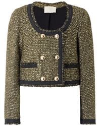 Ulla Johnson - Anisa Double-Breasted Grosgrain-Trimmed Metallic Tweed Jacket - Lyst