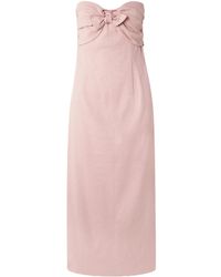TOVE - Rahel Gathered Tie-Front Linen-Blend Midi Dress - Lyst