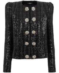 Balmain - Tweed Sequin Embellished Jacket - Lyst