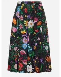 Gucci - Floral Print Pleated Midi Skirt - Lyst