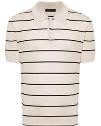 Prada - Silk-Cotton Striped Polo Shirt - Lyst