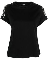 Herno - Lace-Detail Sequin Embellished T-Shirt - Lyst