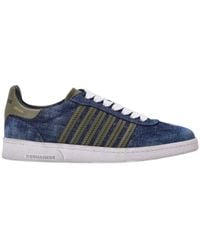 DSquared² - Round Toe Denim Lace-Up Sneakers - Lyst