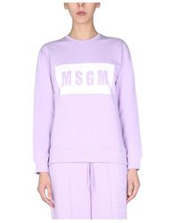 MSGM - Logo-Print Crew Sweatshirt - Lyst