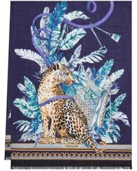 Ferragamo - Feline Print Pure Wool Stole - Lyst