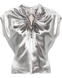 Lanvin - Gathered Detailed Embellished Top - Lyst