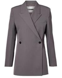 Jil Sander - Double-Breasted Wool Gabardine Blazer - Lyst