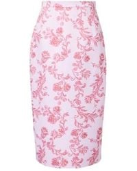 Emilia Wickstead - Lorelei Floral Taffeta Faille Pencil Skirt - Lyst