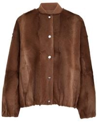 Brunello Cucinelli - Cashmere Shearling Bomber Jacket With Monili - Lyst