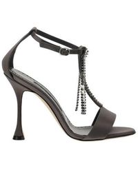 Manolo Blahnik - T-Bar Crystal-Strap Sandals - Lyst