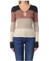 Liu Jo - Lurex-Detail Striped Ribbed-Knit Top - Lyst