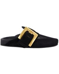 Balmain - Anthem Square-Buckle Flat Mules - Lyst