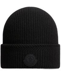 Moncler - Logo-Patch Ribbed Beanie - Lyst