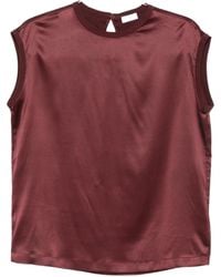 Brunello Cucinelli - Satin Cap-Sleeve Top - Lyst