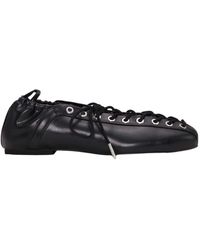 Ganni - Square-Toe Lace-Up Balleina Shoes - Lyst