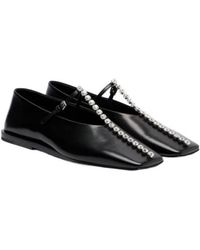 Jil Sander - Crystal-Embellished Leather Ballet Flats - Lyst