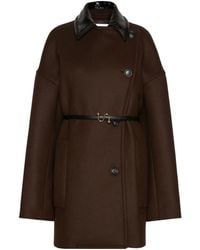Sportmax - Belted Contrast-Collar Coat - Lyst