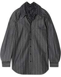 Y. Project - Pinstriped Jersey-Trimmed Organic Cotton-Poplin Shirt - Lyst