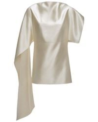 Magda Butrym - Asymmetric Draped-Sleeve Blouse - Lyst
