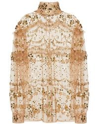 Valentino - Tulle Illusione Embroidered Top - Lyst