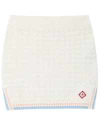 CASABLANCA - Bouclé Logo-Trim Mini Skirt - Lyst