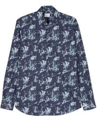 Mazzarelli - Botanical-Print Cotton Shirt - Lyst